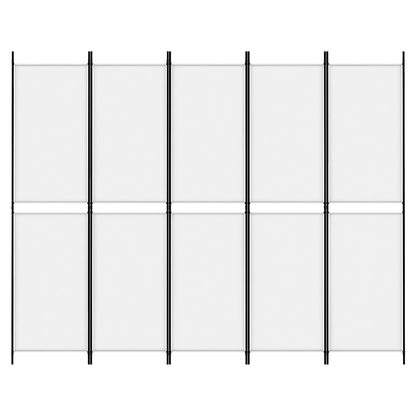 5-tlg. Paravent Weiß 250x200 cm Stoff