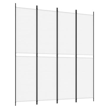 vidaXL 4-tlg. Paravent Weiß 200x220 cm Stoff