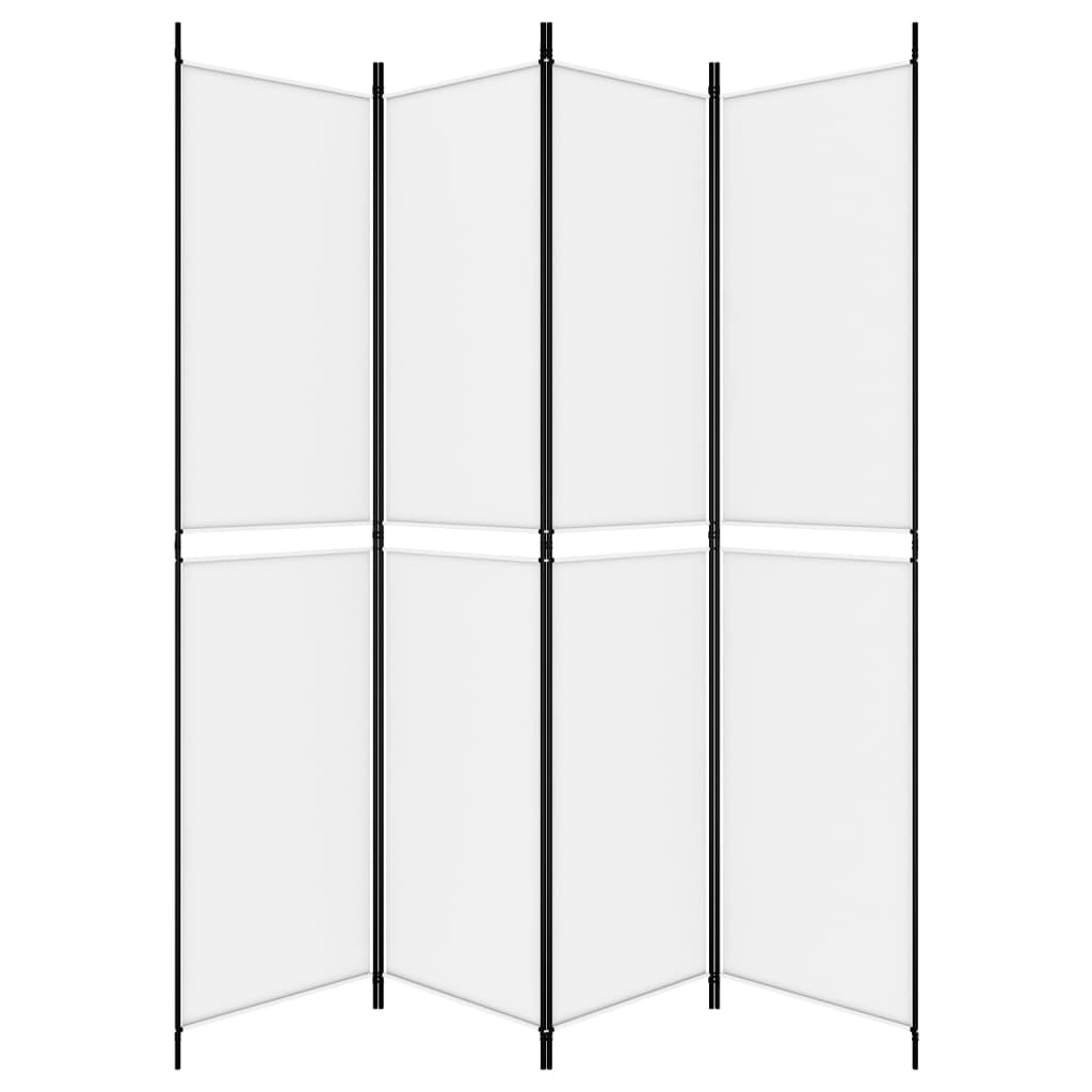 vidaXL 4-tlg. Paravent Weiß 200x220 cm Stoff
