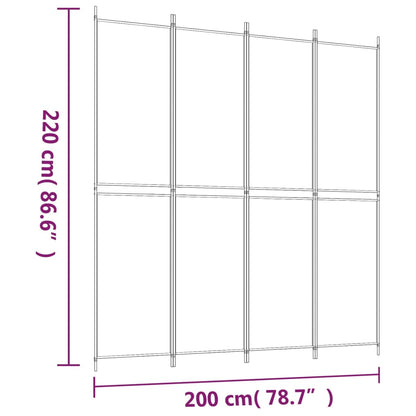 vidaXL 4-tlg. Paravent Braun 200x220 cm Stoff