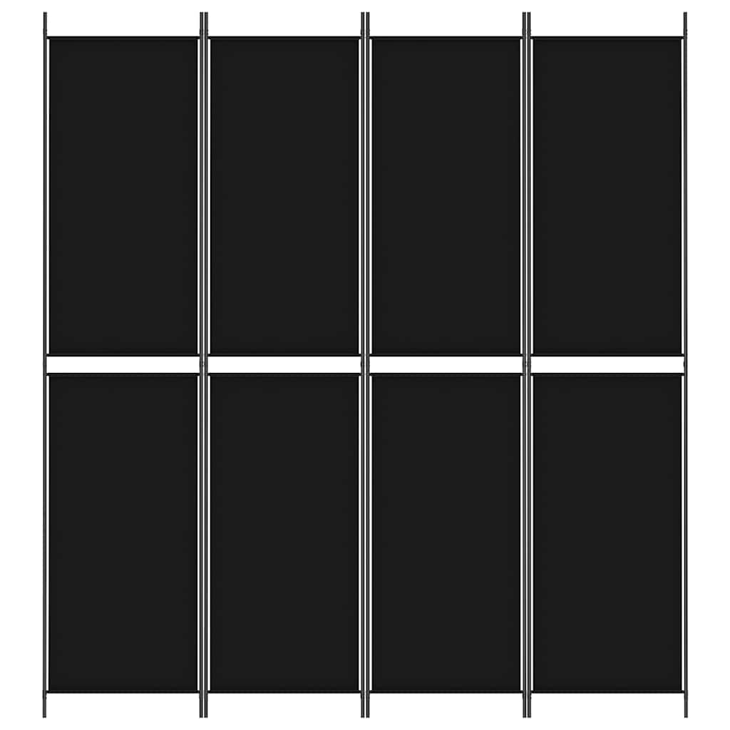 vidaXL Paravent à 4 panneaux Tissu Noir 200x220 cm