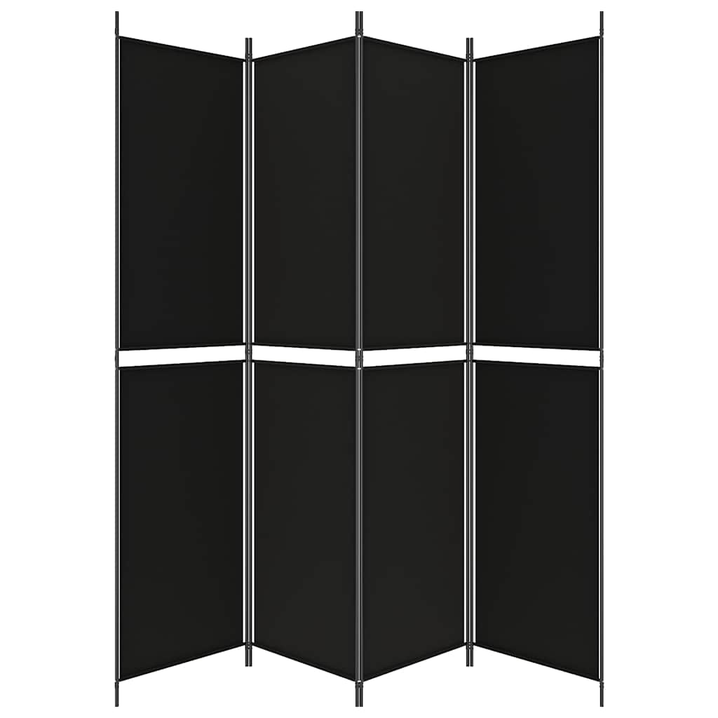 vidaXL Paravent à 4 panneaux Tissu Noir 200x220 cm