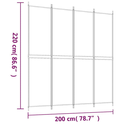 vidaXL Paravent à 4 panneaux Tissu Noir 200x220 cm