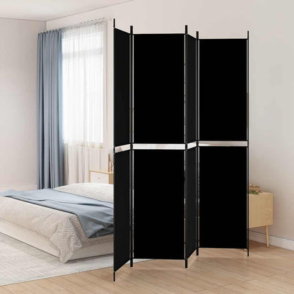 vidaXL Paravent à 4 panneaux Tissu Noir 200x220 cm
