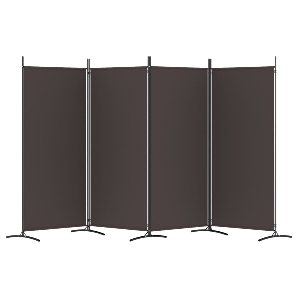 vidaXL 4-tlg. Paravent Braun 346x180 cm Stoff