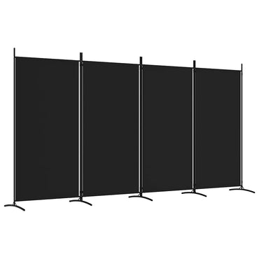 vidaXL 4-tlg. Paravent Schwarz 346x180 cm Stoff