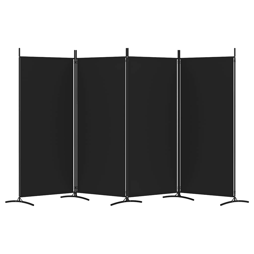 vidaXL 4-tlg. Paravent Schwarz 346x180 cm Stoff