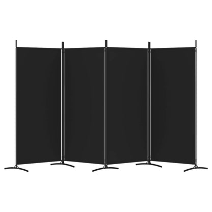 vidaXL 4-tlg. Paravent Schwarz 346x180 cm Stoff