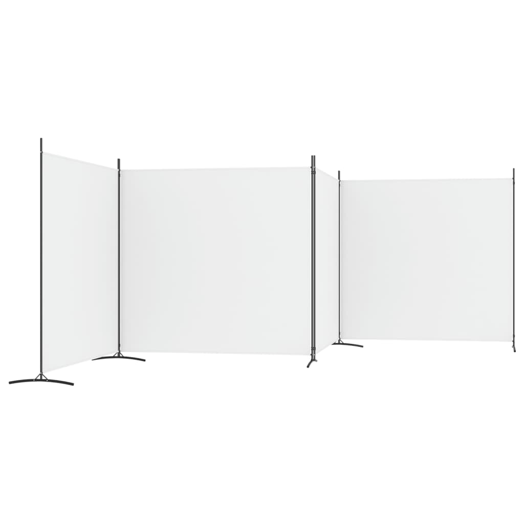 vidaXL 4-tlg. Paravent Weiß 698x180 cm Stoff