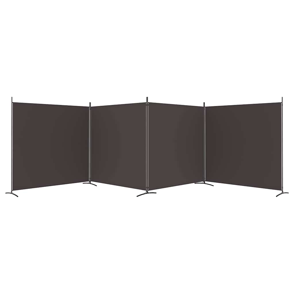 vidaXL 4-tlg. Paravent Braun 698x180 cm Stoff
