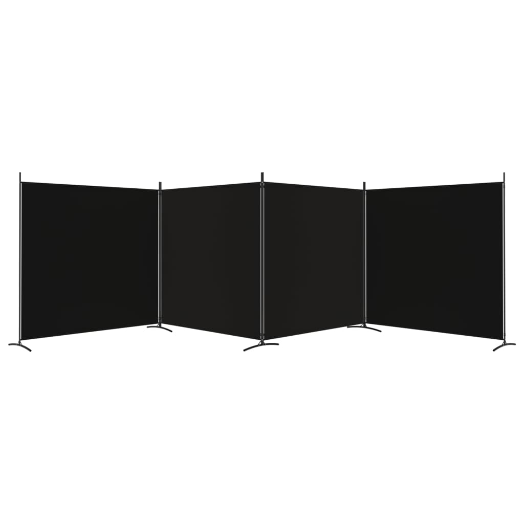 vidaXL 4-tlg. Paravent Schwarz 698x180 cm Stoff