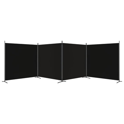 vidaXL 4-tlg. Paravent Schwarz 698x180 cm Stoff