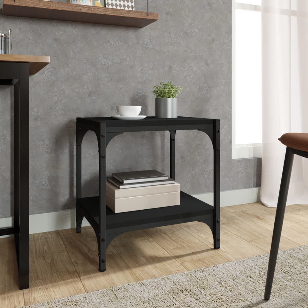 Meuble TV vidaXL noir 40x33x41 cm en bois d'ingénierie et acier