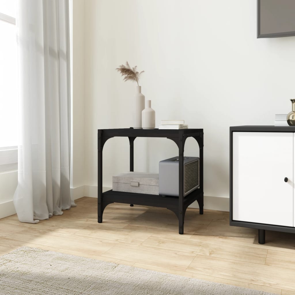 Meuble TV vidaXL noir 40x33x41 cm en bois d'ingénierie et acier