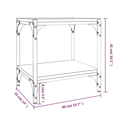 vidaXL Meuble TV chêne fumé 40x33x41 cm bois d'ingénierie et acier