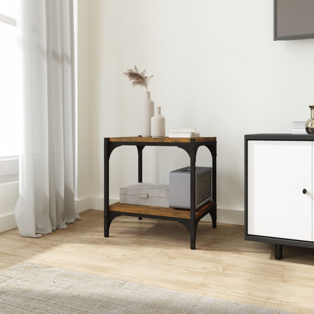 vidaXL Meuble TV chêne fumé 40x33x41 cm bois d'ingénierie et acier