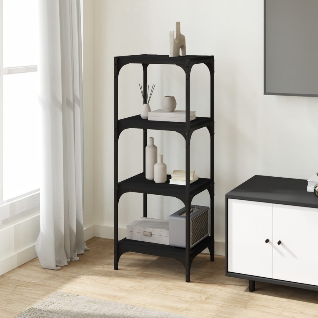 vidaXL Bücherregal Schwarz 40x33x100 cm Holzwerkstoff und Stahl