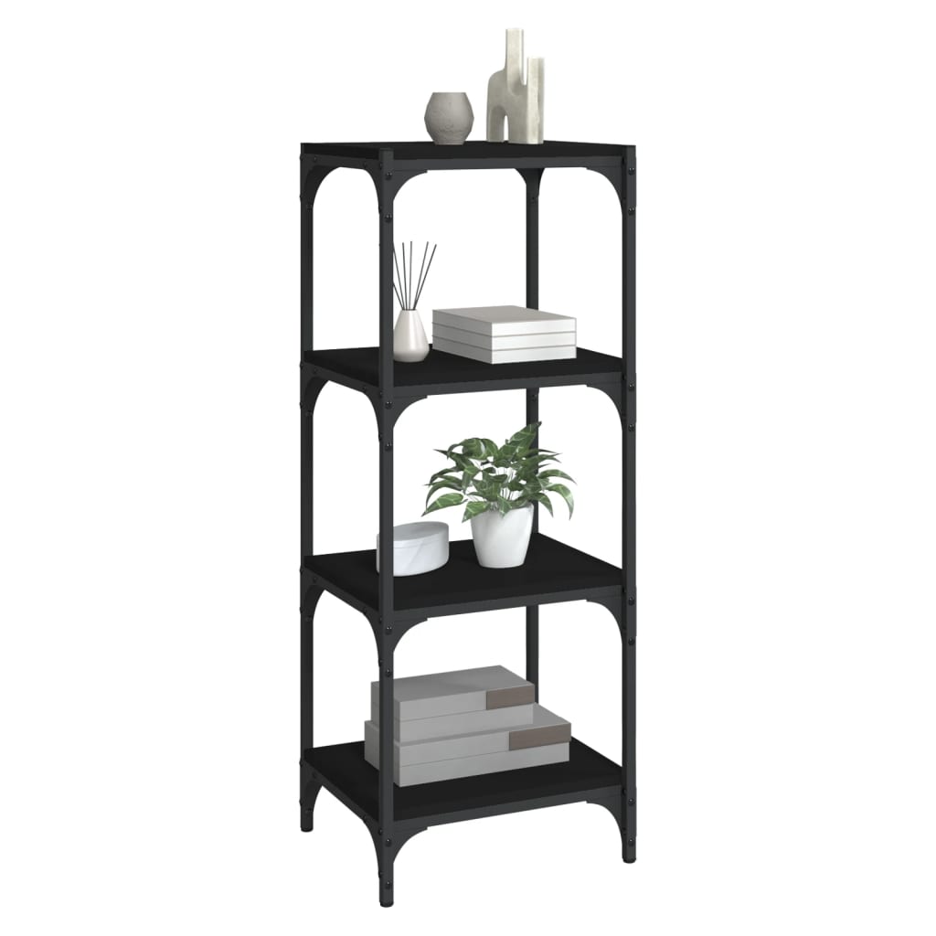 vidaXL Bücherregal Schwarz 40x33x100 cm Holzwerkstoff und Stahl