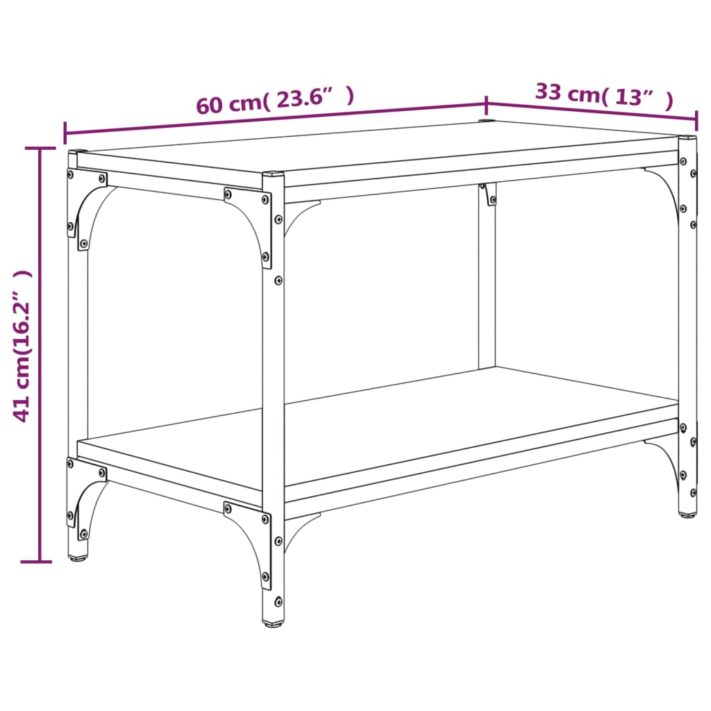 vidaXL Meuble TV Noir 60x33x41 cm Bois d'ingénierie et Acier