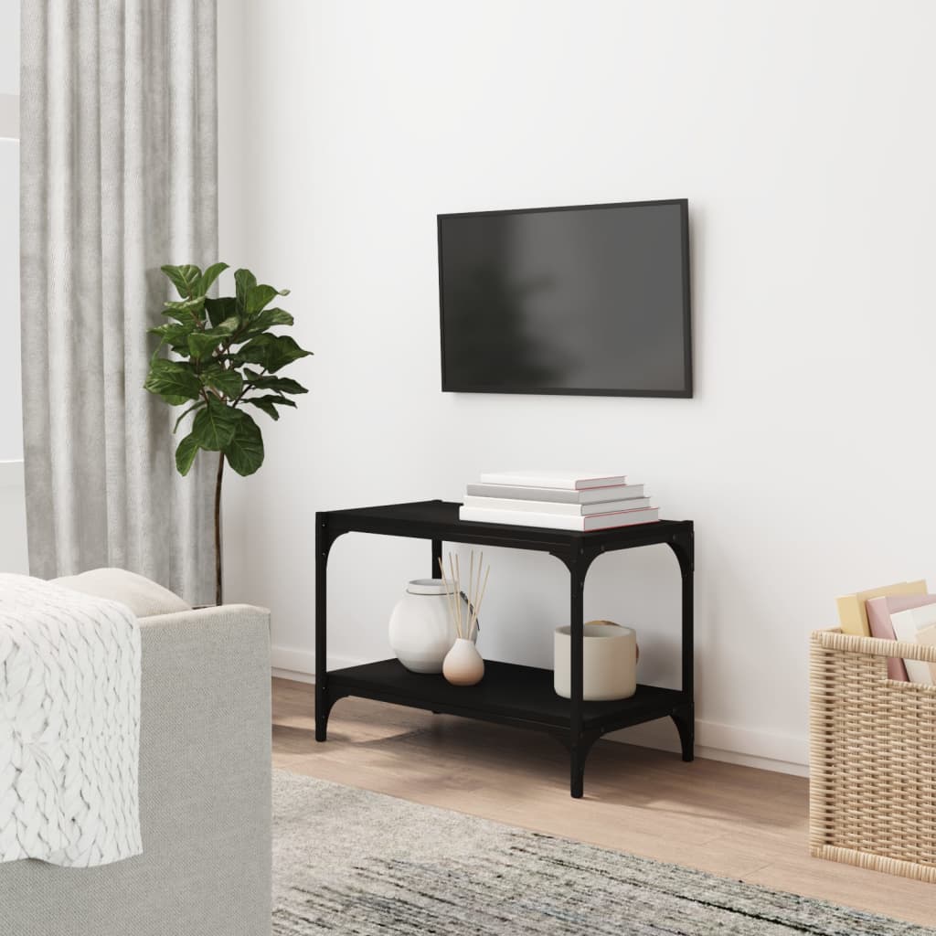 vidaXL Meuble TV Noir 60x33x41 cm Bois d'ingénierie et Acier