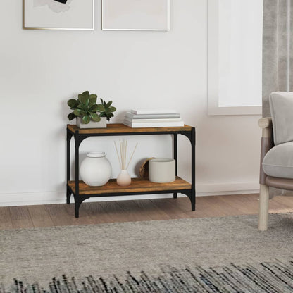 vidaXL Meuble TV chêne fumé 60x33x41 cm en bois d'ingénierie et acier