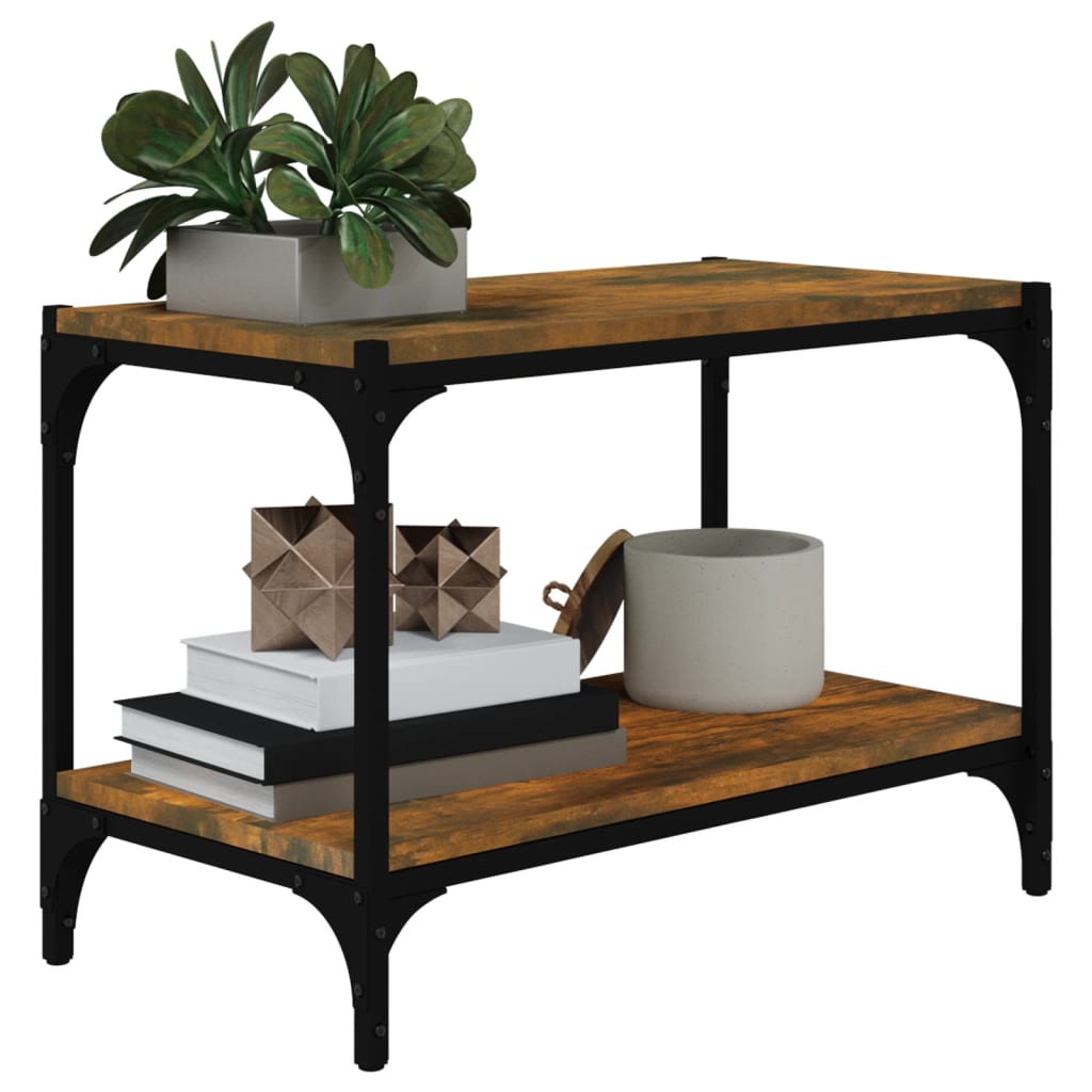 vidaXL Meuble TV chêne fumé 60x33x41 cm en bois d'ingénierie et acier
