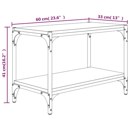 vidaXL Meuble TV chêne fumé 60x33x41 cm en bois d'ingénierie et acier