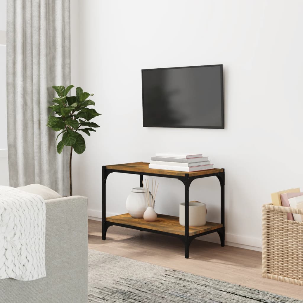 vidaXL Meuble TV chêne fumé 60x33x41 cm en bois d'ingénierie et acier