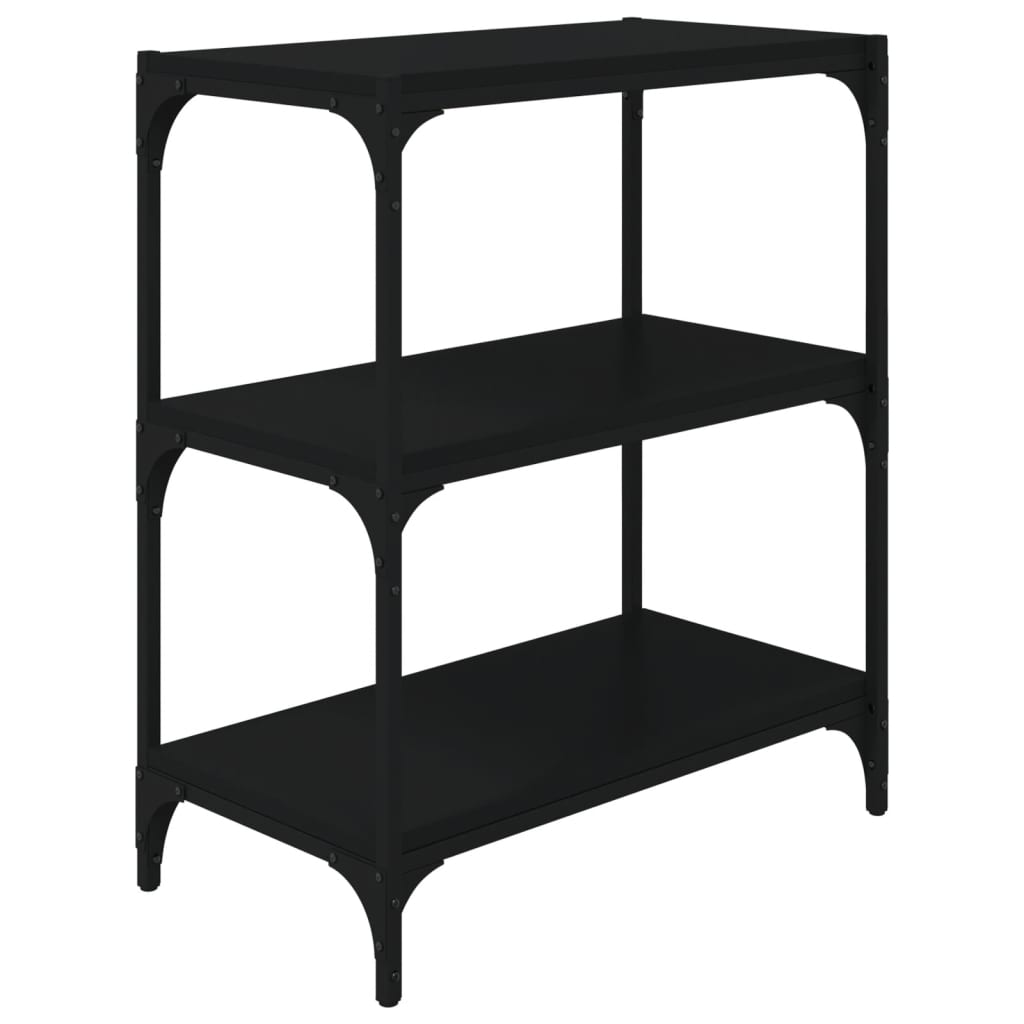 vidaXL Bücherregal Schwarz 60x33x70,5 cm Holzwerkstoff und Stahl