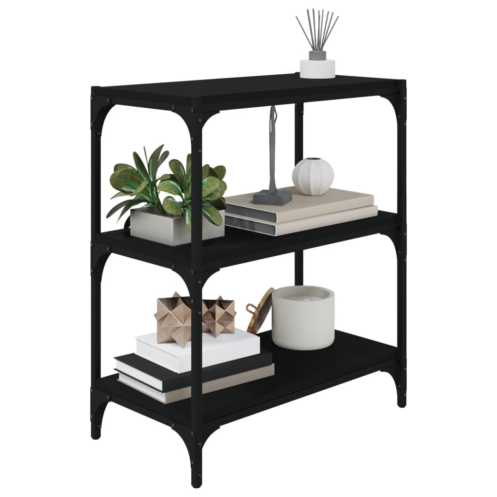vidaXL Bücherregal Schwarz 60x33x70,5 cm Holzwerkstoff und Stahl