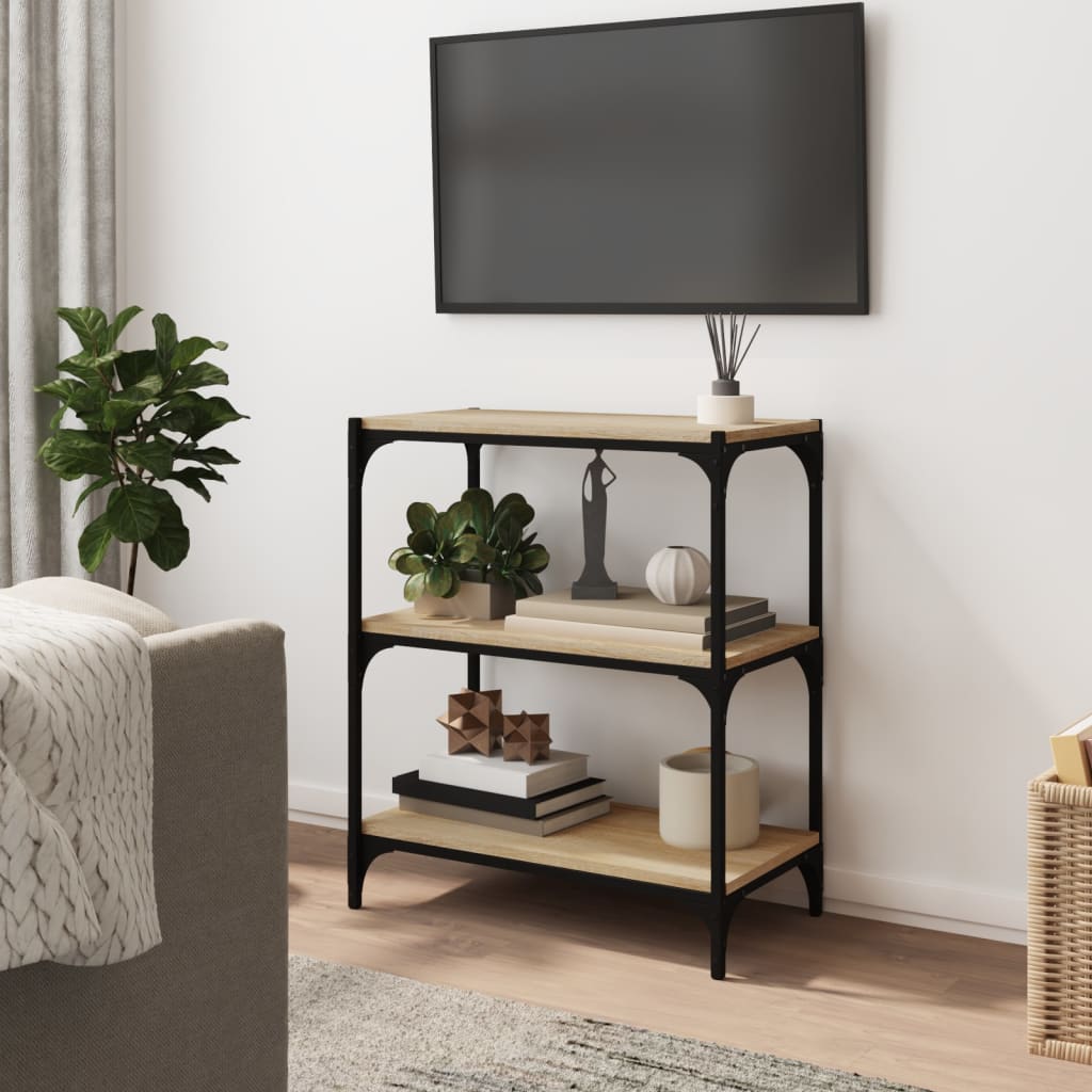 vidaXL Bücherregal Sonoma-Eiche 60x33x70,5 cm Holzwerkstoff und Stahl