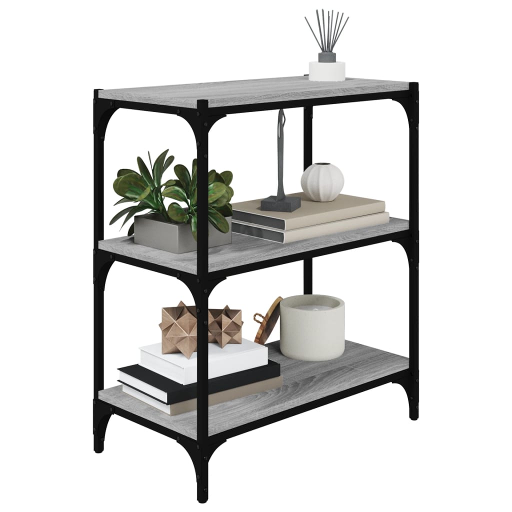 vidaXL Bücherregal Grau Sonoma 60x33x70,5 cm Holzwerkstoff und Stahl