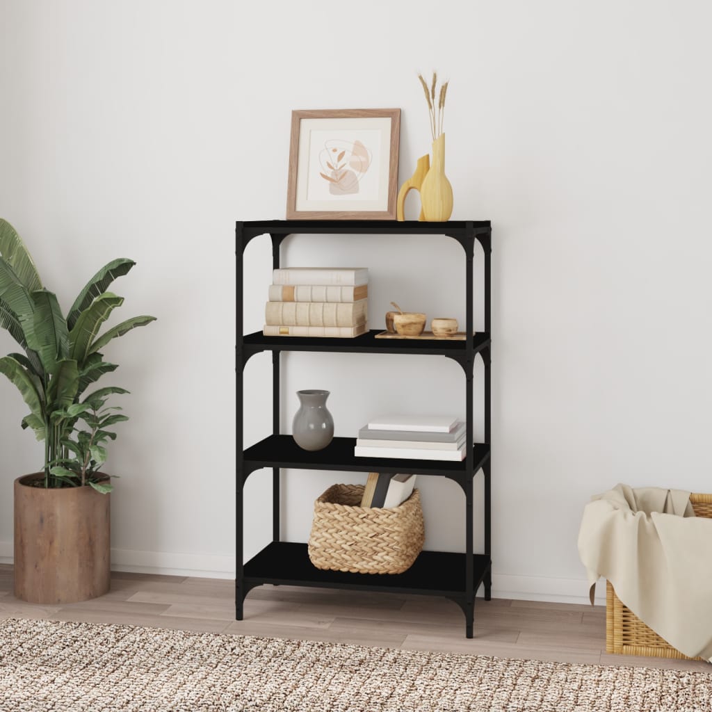 vidaXL Bücherregal Schwarz 60x33x100 cm Holzwerkstoff und Stahl