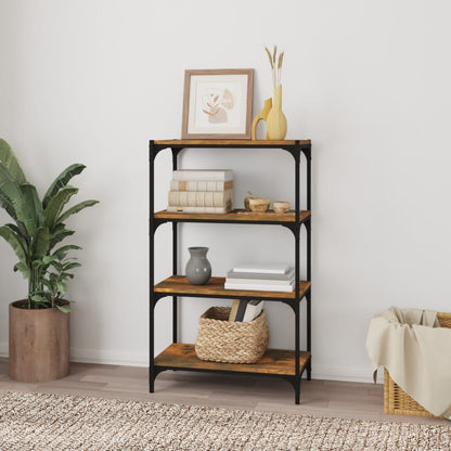 vidaXL Bücherregal Räuchereiche 60x33x100 cm Holzwerkstoff und Stahl