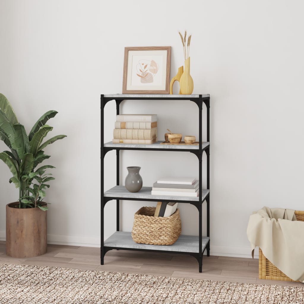 vidaXL Bücherregal Grau Sonoma 60x33x100 cm Holzwerkstoff und Stahl