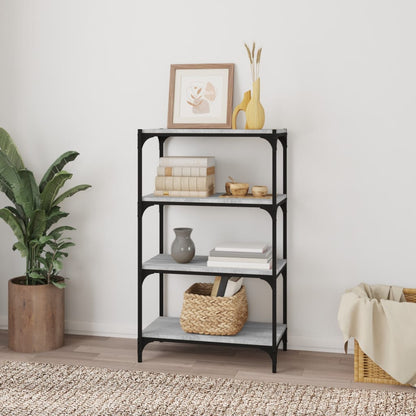 vidaXL Bücherregal Grau Sonoma 60x33x100 cm Holzwerkstoff und Stahl