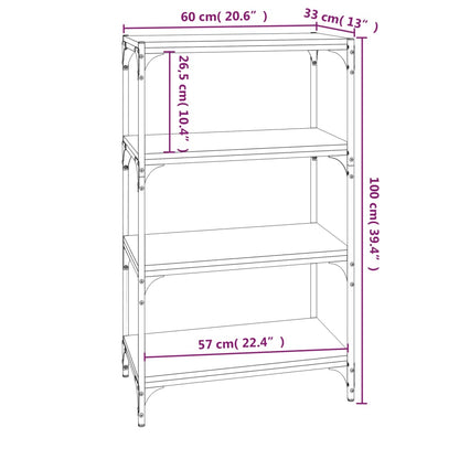 vidaXL Bücherregal Braun Eichen-Optik 60x33x100 cm Holzwerkstoff Stahl