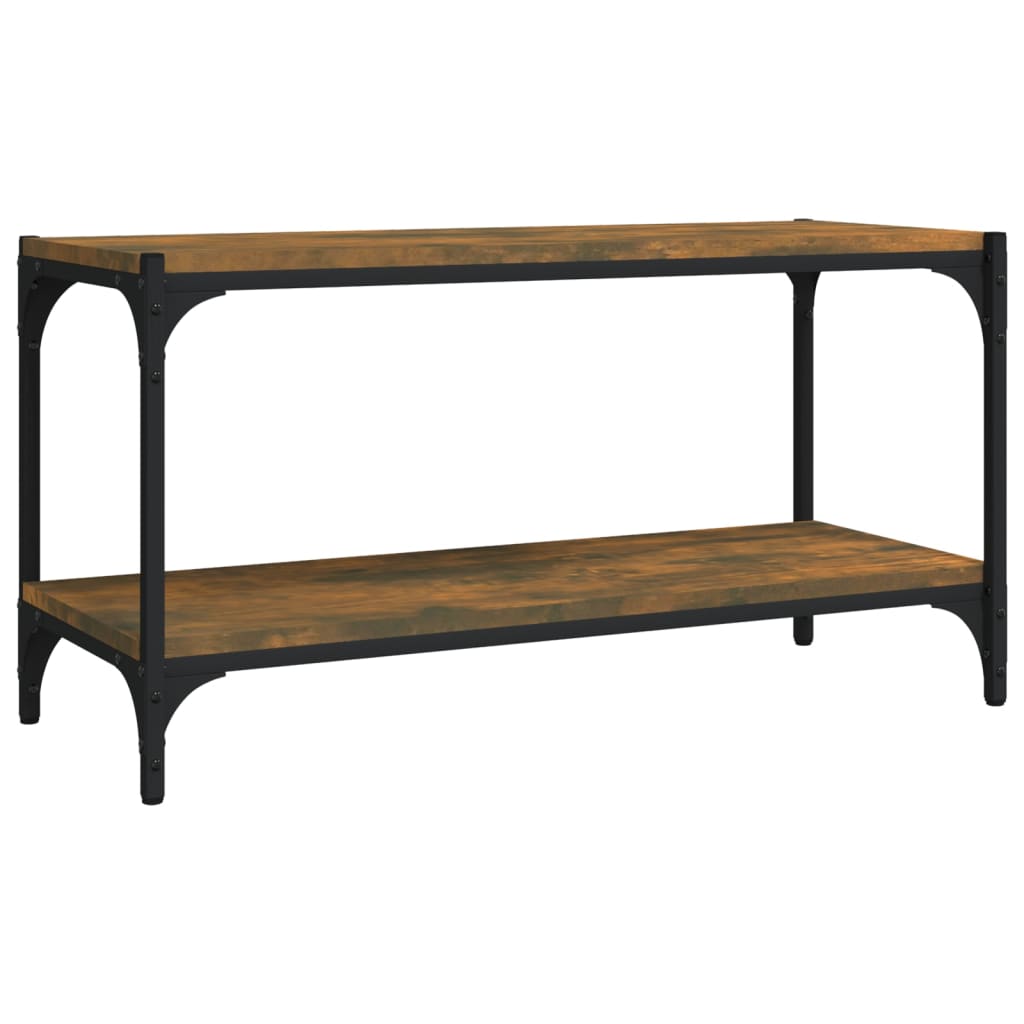 vidaXL Meuble TV chêne fumé 80x33x41 cm bois d'ingénierie et acier