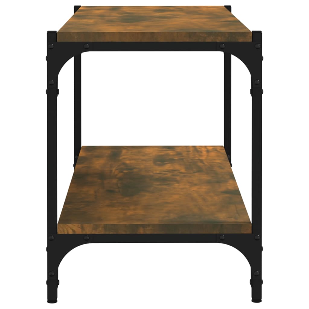 vidaXL Meuble TV chêne fumé 80x33x41 cm bois d'ingénierie et acier