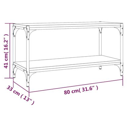 vidaXL Meuble TV chêne fumé 80x33x41 cm bois d'ingénierie et acier
