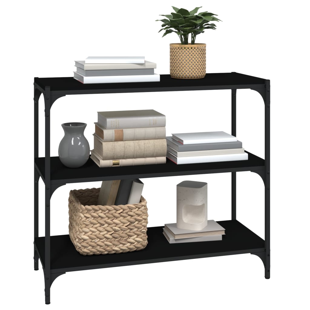 vidaXL Bücherregal Schwarz 80x33x70,5 cm Holzwerkstoff und Stahl