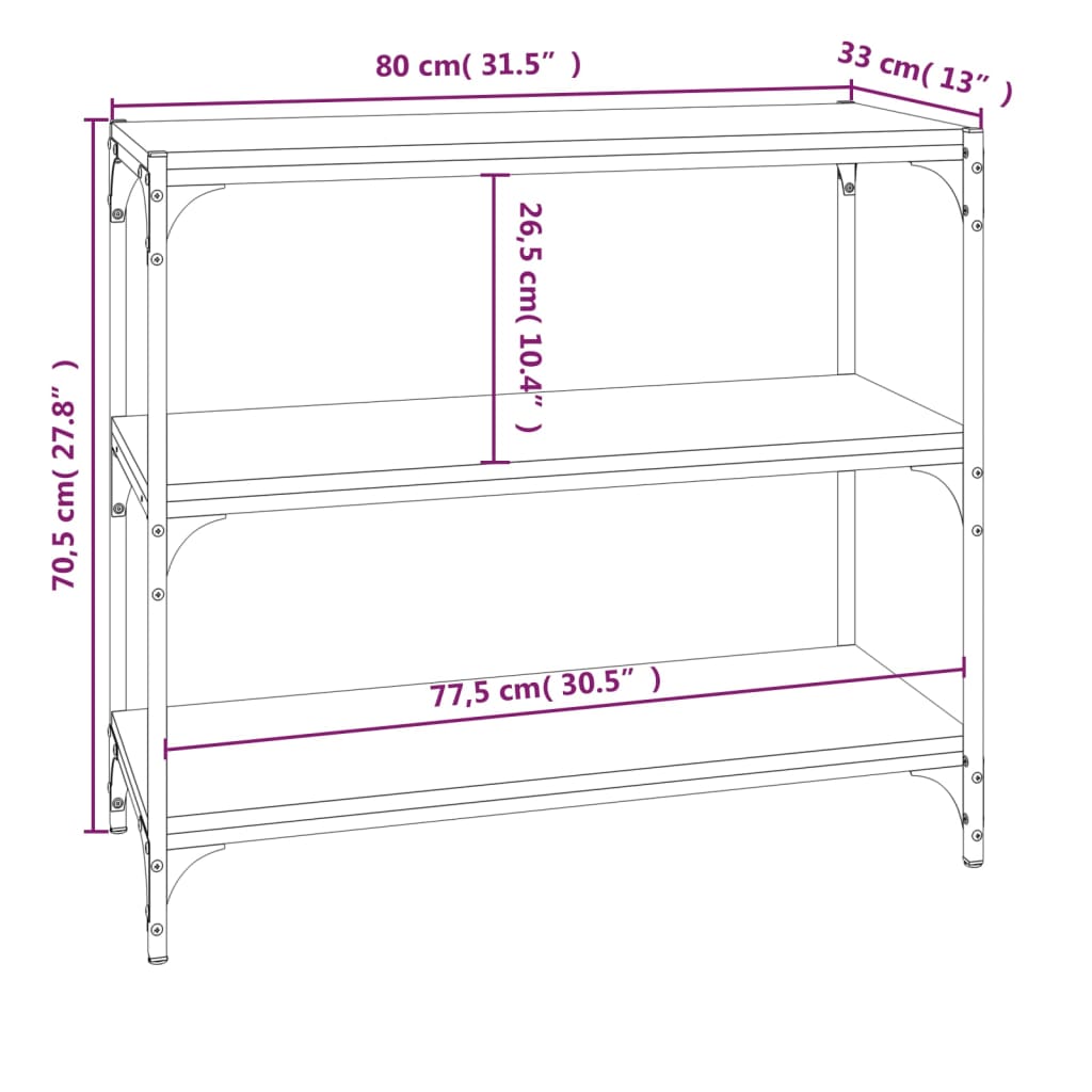 vidaXL Bücherregal Schwarz 80x33x70,5 cm Holzwerkstoff und Stahl