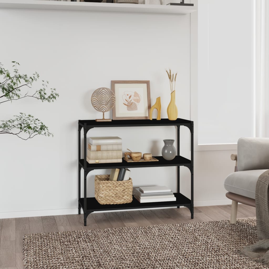 vidaXL Bücherregal Schwarz 80x33x70,5 cm Holzwerkstoff und Stahl