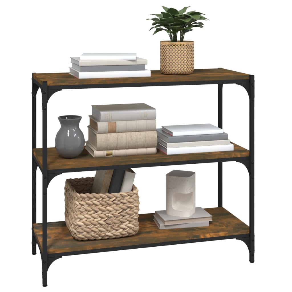 vidaXL Bücherregal Räuchereiche 80x33x70,5 cm Holzwerkstoff und Stahl