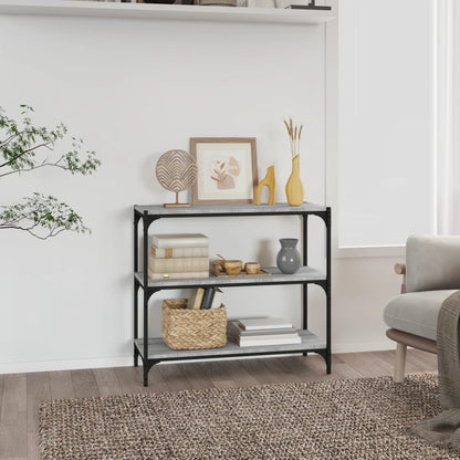 vidaXL Bücherregal Grau Sonoma 80x33x70,5 cm Holzwerkstoff und Stahl