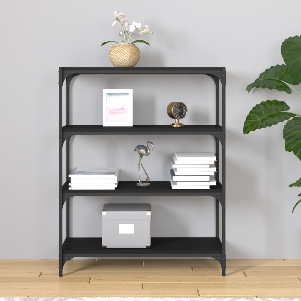vidaXL Bücherregal Schwarz 80x33x100 cm Holzwerkstoff und Stahl