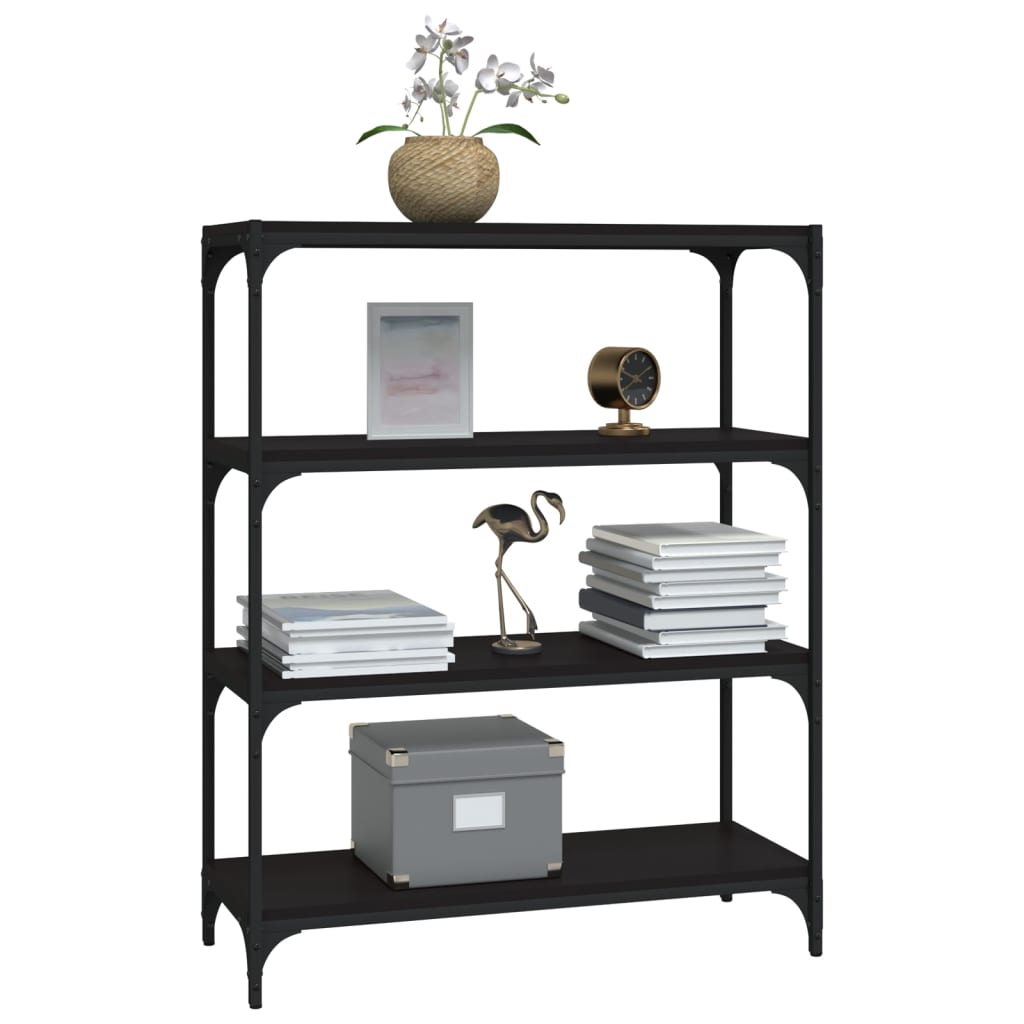 vidaXL Bücherregal Schwarz 80x33x100 cm Holzwerkstoff und Stahl