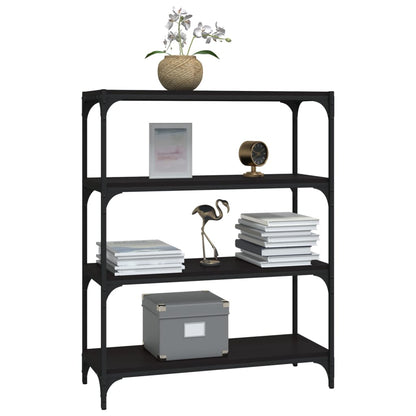 vidaXL Bücherregal Schwarz 80x33x100 cm Holzwerkstoff und Stahl