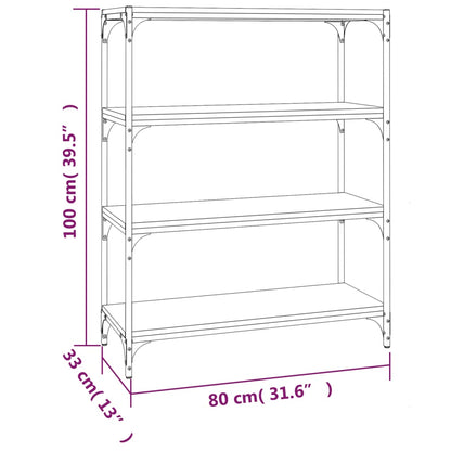 vidaXL Bücherregal Schwarz 80x33x100 cm Holzwerkstoff und Stahl