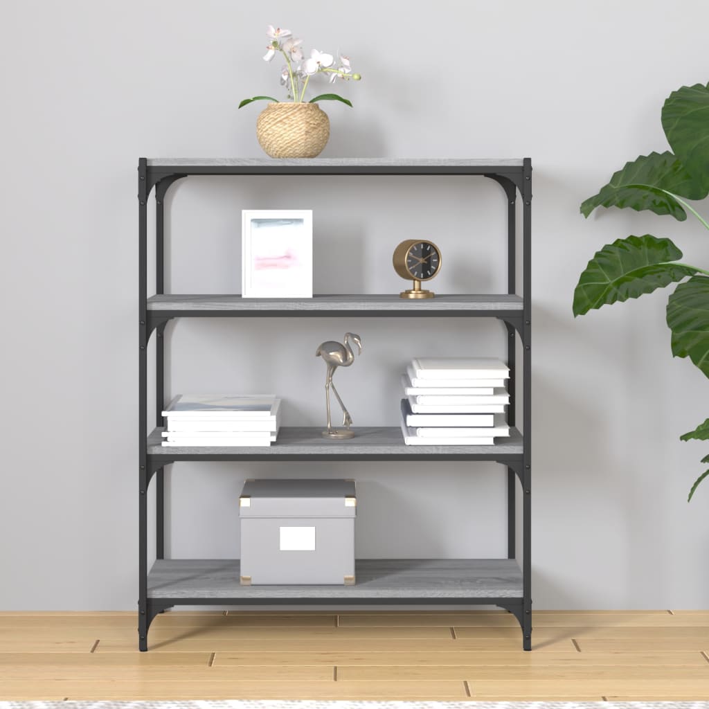 vidaXL Bücherregal Grau Sonoma 80x33x100 cm Holzwerkstoff und Stahl